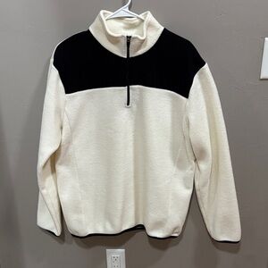 ZYIA Black and White Fleece Quarter Zip Top